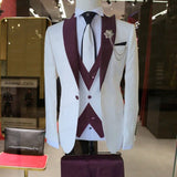 WEDDING / SPECIAL OCCASIONS WHITE SLIM SUIT FOR MEN 3 PIECES BLAZER JACKET