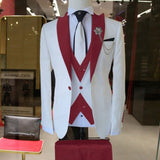 WEDDING / SPECIAL OCCASIONS WHITE SLIM SUIT FOR MEN 3 PIECES BLAZER JACKET