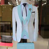 WEDDING / SPECIAL OCCASIONS WHITE SLIM SUIT FOR MEN 3 PIECES BLAZER JACKET