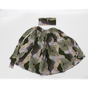 White/Green Print Skirt - B&R African Styles