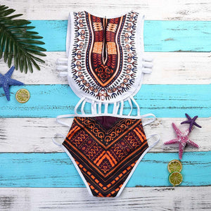 Women African Print Bikini Set Swimwear Push-Up Padded Bra Swimsuit Beachwear - B&R African Styles